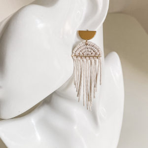 Rhianne macrame earrings white