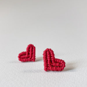 macrame heart earrings