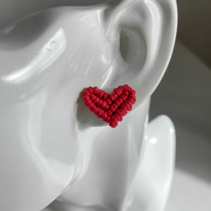 macrame heart earrings